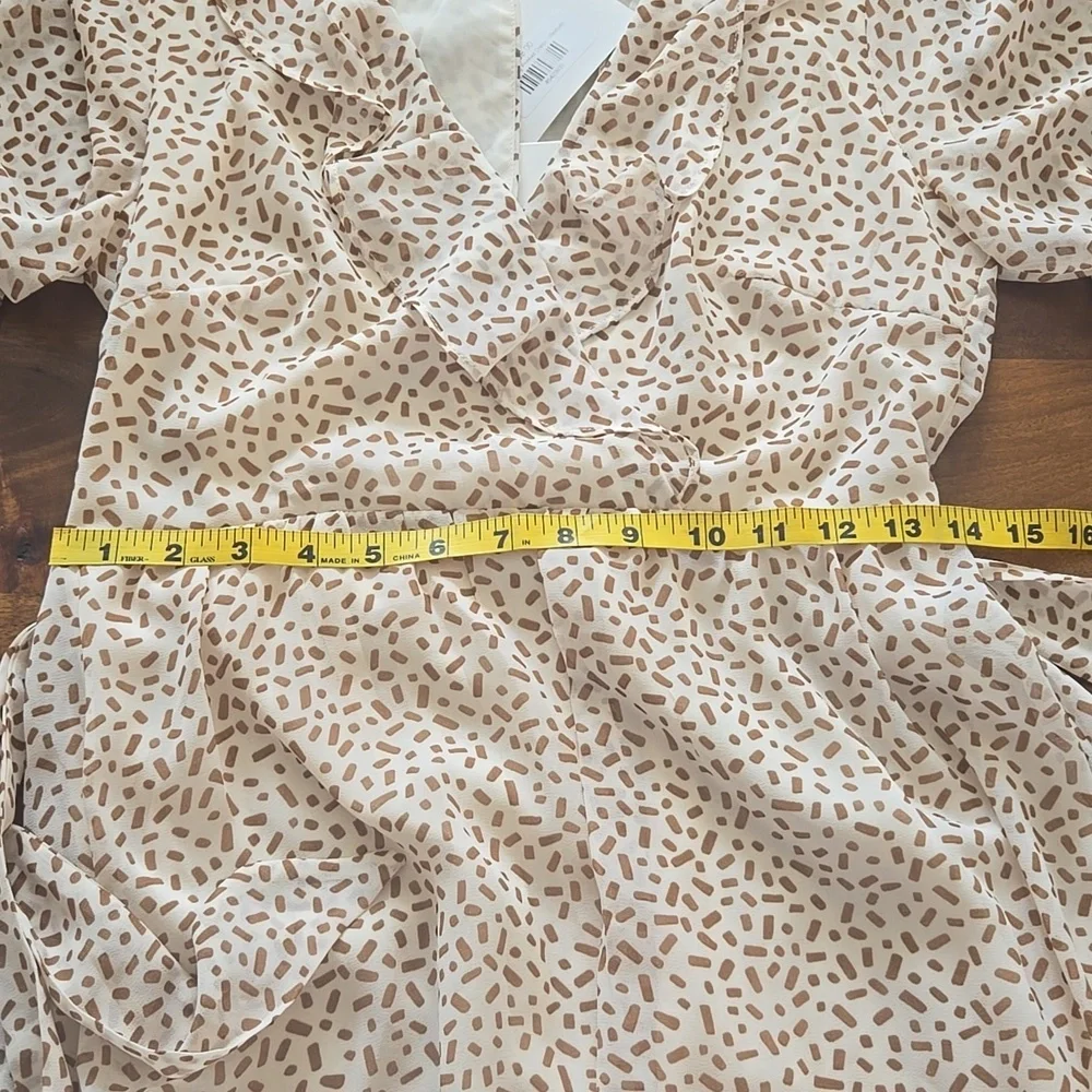 NWT Selfie Leslie Marcheline Brown And Cream Sprinkle Mini Dress Size Medium - Picture 11 of 14